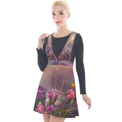 Floral Blossoms  Plunge Pinafore Velour Dress by Internationalstore