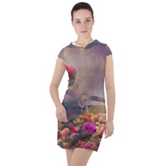 Floral Blossoms  Drawstring Hooded Dress by Internationalstore