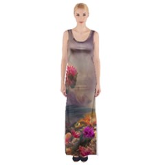 Floral Blossoms  Thigh Split Maxi Dress by Internationalstore