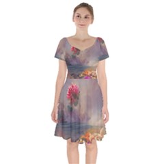 Floral Blossoms  Short Sleeve Bardot Dress by Internationalstore