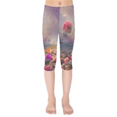 Floral Blossoms  Kids  Capri Leggings  by Internationalstore