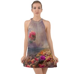 Floral Blossoms  Halter Tie Back Chiffon Dress by Internationalstore