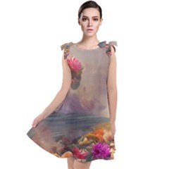 Floral Blossoms  Tie Up Tunic Dress by Internationalstore