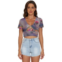 Floral Blossoms  V-neck Crop Top by Internationalstore