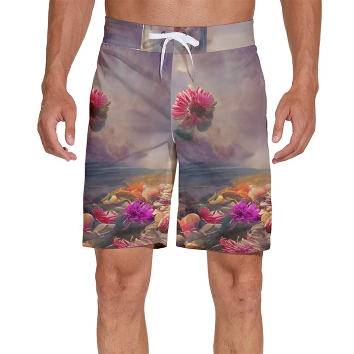 Floral Blossoms  Men s Beach Shorts