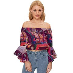 Fantasy  Off Shoulder Flutter Bell Sleeve Top by Internationalstore