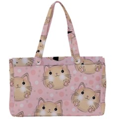 Cat Pattern Pink Cartoon Canvas Work Bag by Pakjumat