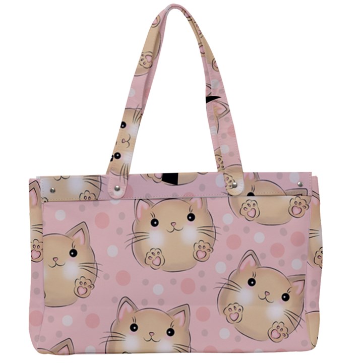 Cat Pattern Pink Cartoon Canvas Work Bag