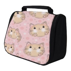 Cat Pattern Pink Cartoon Full Print Travel Pouch (small) by Pakjumat