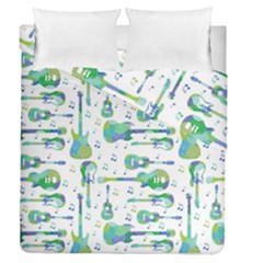 Guitars Music Notes Seamless Pattern Duvet Cover Double Side (queen Size) by Pakjumat