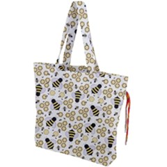 Bee Honeycomb Honeybee Insect Drawstring Tote Bag by Pakjumat