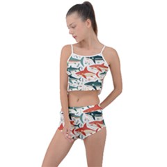 Fish Shark Animal Pattern Summer Cropped Co-ord Set by Pakjumat