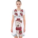 White Bichon Frise Santa Xmas T- Shirt Red Winter Hat Scarf Christmas Cap White Bichon Frise  Santa Adorable in Chiffon Dress View1