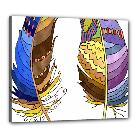 Feathers Design T- Shirtfeathers T- Shirt Canvas 24  X 20  (stretched) by ZUXUMI