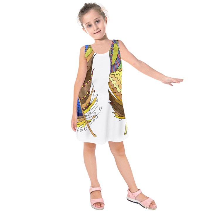 Feathers Design T- Shirtfeathers T- Shirt Kids  Sleeveless Dress