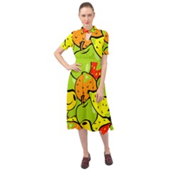 Fruit Food Wallpaper Keyhole Neckline Chiffon Dress by Dutashop