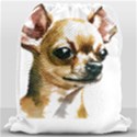 Brown Chihuahua T- Shirt Tan Brown Chihuahua Watercolor Portrait T- Shirt Drawstring Bag (Large) View1