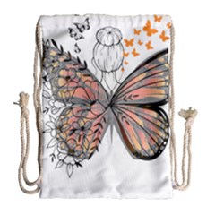 Butterflies T- Shirt Butterfly T- Shirt Drawstring Bag (large) by JamesGoode