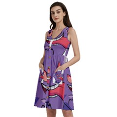 Purple Funny Monster Sleeveless Dress With Pocket by Sarkoni