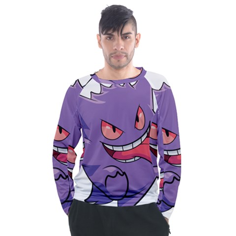 Purple Funny Monster Men s Long Sleeve Raglan T-shirt by Sarkoni