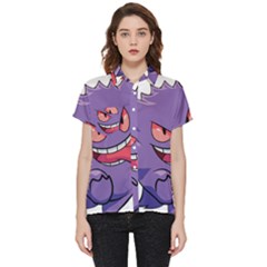 Purple Funny Monster Short Sleeve Pocket Shirt by Sarkoni