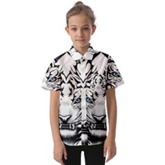 White And Black Tiger Kids  Short Sleeve Shirt by Sarkoni