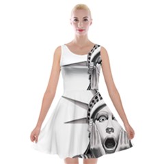 Funny Statue Of Liberty Parody Velvet Skater Dress by Sarkoni