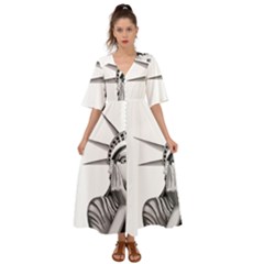 Funny Statue Of Liberty Parody Kimono Sleeve Boho Dress by Sarkoni