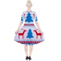 Red And Green Christmas Tree Winter Pattern Pixel Elk Buckle Holidays Quarter Sleeve A-Line Dress View2