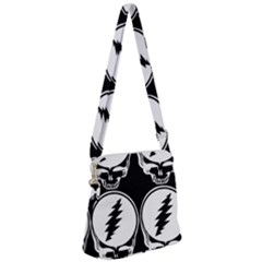 Black And White Deadhead Grateful Dead Steal Your Face Pattern Zipper Messenger Bag by Sarkoni