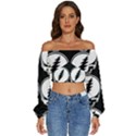 Black And White Deadhead Grateful Dead Steal Your Face Pattern Long Sleeve Crinkled Weave Crop Top View1