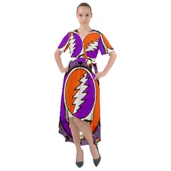 Gratefuldead Grateful Dead Pattern Front Wrap High Low Dress by Sarkoni