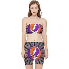 Gratefuldead Grateful Dead Pattern Stretch Shorts And Tube Top Set by Sarkoni