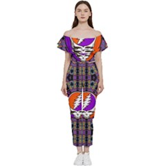 Gratefuldead Grateful Dead Pattern Bardot Ruffle Jumpsuit by Sarkoni