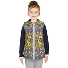 Grateful Dead Pattern Kids  Hooded Puffer Vest by Sarkoni