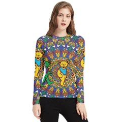 Grateful Dead Pattern Women s Long Sleeve Rash Guard by Sarkoni