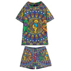 Grateful Dead Pattern Kids  Swim T-shirt And Shorts Set by Sarkoni