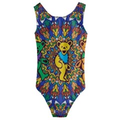 Grateful Dead Pattern Kids  Cut-out Back One Piece Swimsuit by Sarkoni