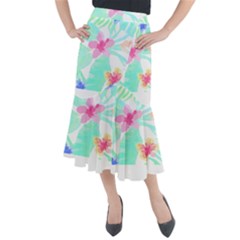 Hawaii T- Shirt Hawaii Flower Pattern T- Shirt Midi Mermaid Skirt by EnriqueJohnson