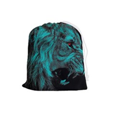 Angry Male Lion Predator Carnivore Drawstring Pouch (large) by uniart180623