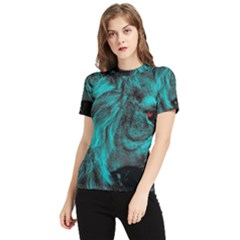 Angry Male Lion Predator Carnivore Women s Short Sleeve Rash Guard by uniart180623