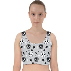 Skull-pattern- Velvet Racer Back Crop Top by Ket1n9