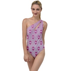 Alien Pattern Pink To One Side Swimsuit by Ket1n9