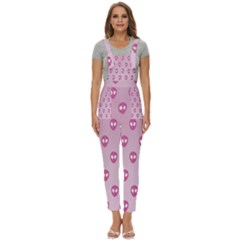 Alien Pattern Pink Women s Pinafore Overalls Jumpsuit by Ket1n9