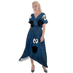 Funny Face Cross Front Sharkbite Hem Maxi Dress by Ket1n9