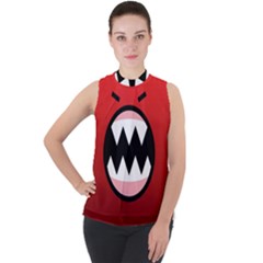 Funny Angry Mock Neck Chiffon Sleeveless Top by Ket1n9