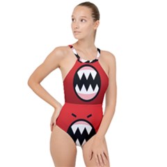 Funny Angry High Neck One Piece Swimsuit by Ket1n9