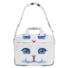 Cute White Cat Blue Eyes Face Macbook Pro 16  Shoulder Laptop Bag by Ket1n9