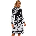 Ying Yang Tattoo Long Sleeve Shirt Collar A-Line Dress View3