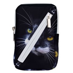 Face Black Cat Belt Pouch Bag (large) by Ket1n9